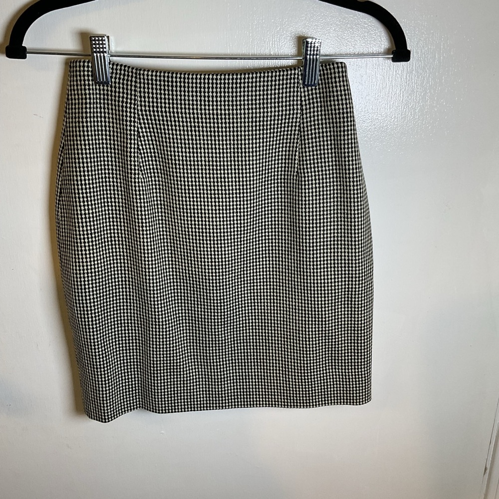 Vintage 90s Anne Taylor Petite Houndstooth Wool Blend Skirt Size 2P